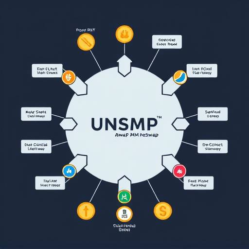 Diagram illustrating the Uniswap Automated Market Maker (AMM) model, showing token deposits and swaps.